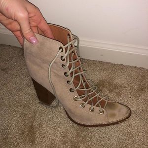Tan Strappy Chunky Heels